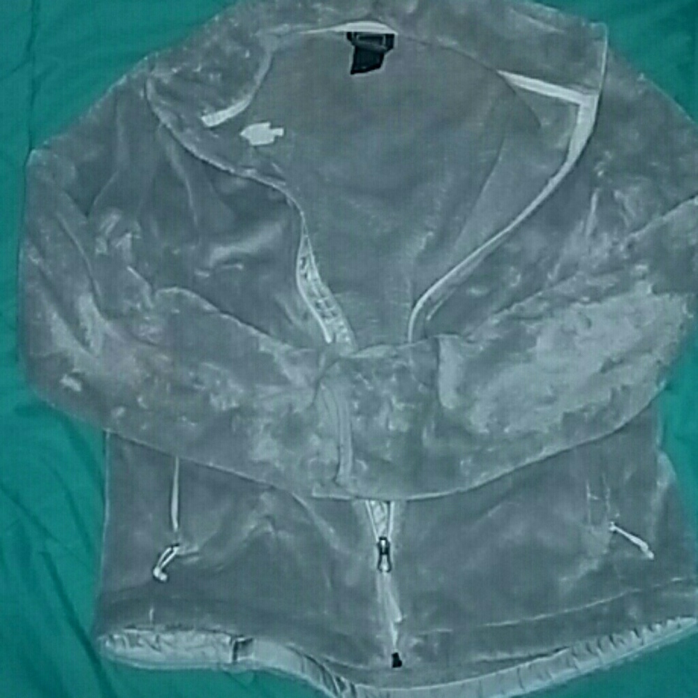 Furry North Face zip-up jacket.